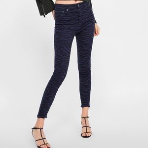Zara high waisted black/blue zebra print jeans